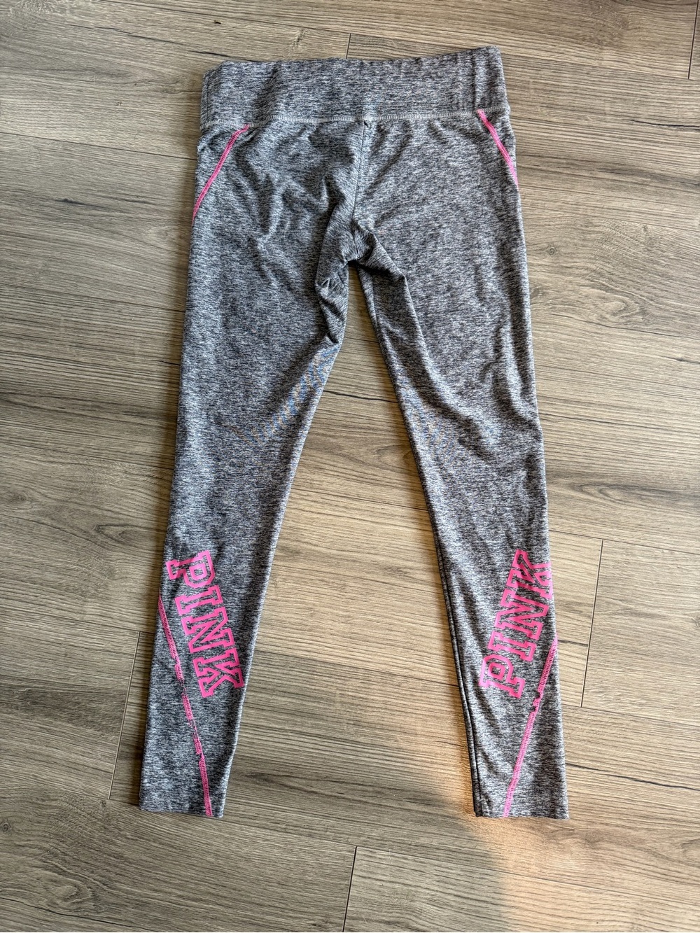 PINK Victoria's Secret Heather Gray Leggings with Pink Logo Trim